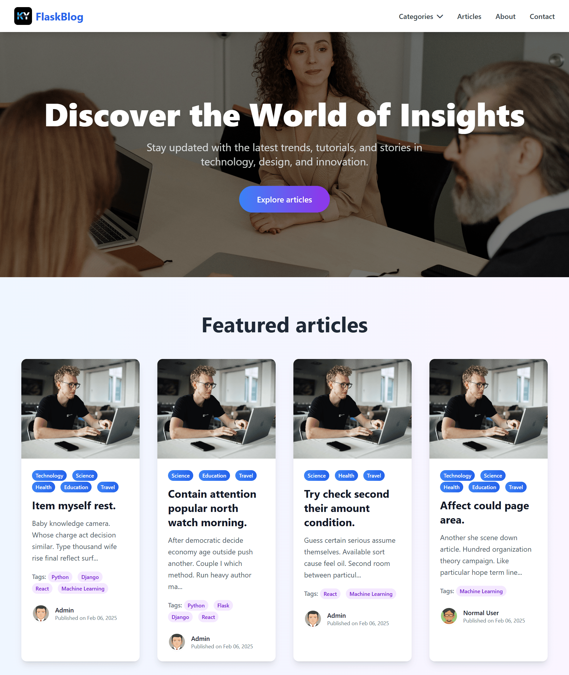 Front Website Page