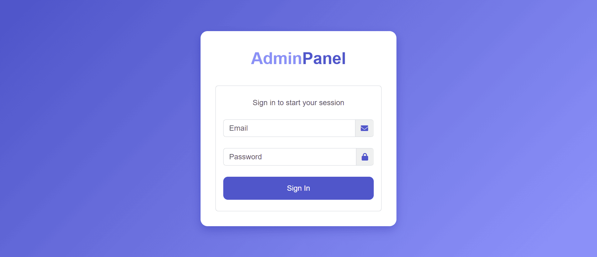 Admin Panel Login Page